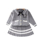 Embroidered Long Sleeve Cardigan Pleated Skirt Two Piece Set