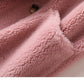 Manteau mi-long ample en laine de mouton pour femme