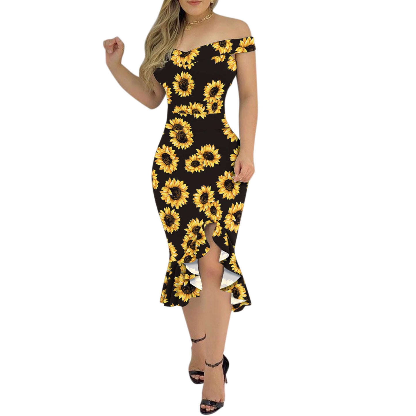 Women's Fashion Graceful Personality Ruffled Dress