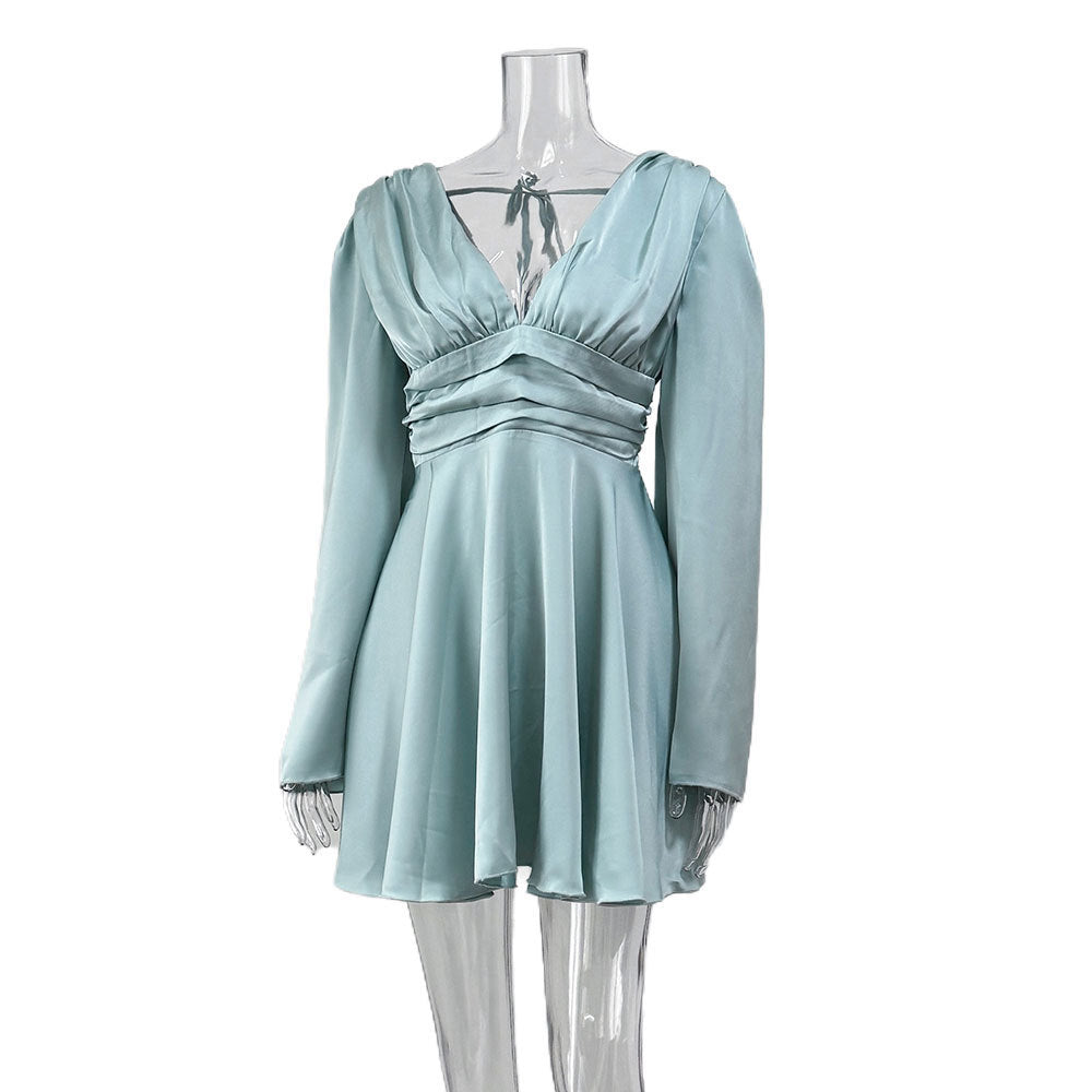 Women's Solid Color Long Sleeve Dress