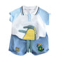 Costume polo en denim tendance pour enfants, motif dessin animé