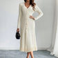 Women's Waist-Cinching Vintage Button Knit Dress