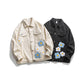 Flower Embroidered Pocket Work Jacket Retro Loose Lapel Jacket Men's