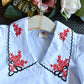 Girls Embroidery Doll Collar Bubble Short Sleeve Shirt Denim Skirt Set