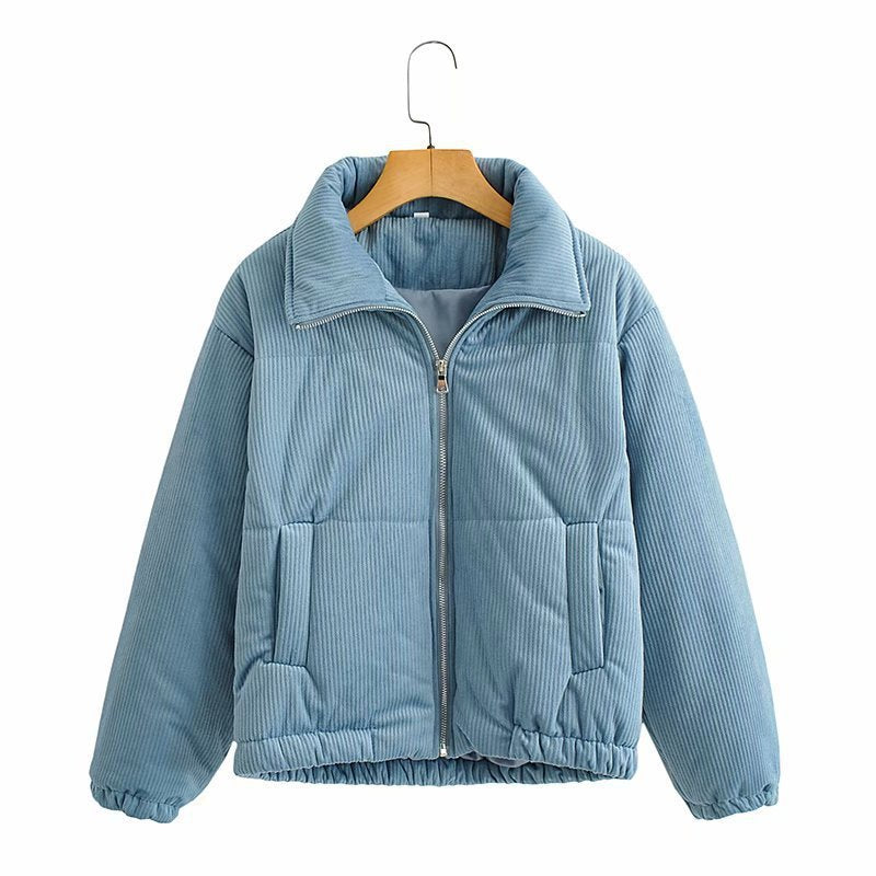Manteau matelassé en velours côtelé et coton pour loisirs urbains et mode urbaine