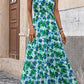 Robe imprimée à col en V et taille élastique pour femme