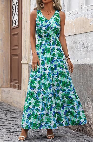 Robe imprimée à col en V et taille élastique pour femme
