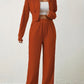 Women's Solid Color Top And Pants Set