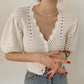 Western Style Hollow Chain Link Flower Gentle Short Knit Sweater