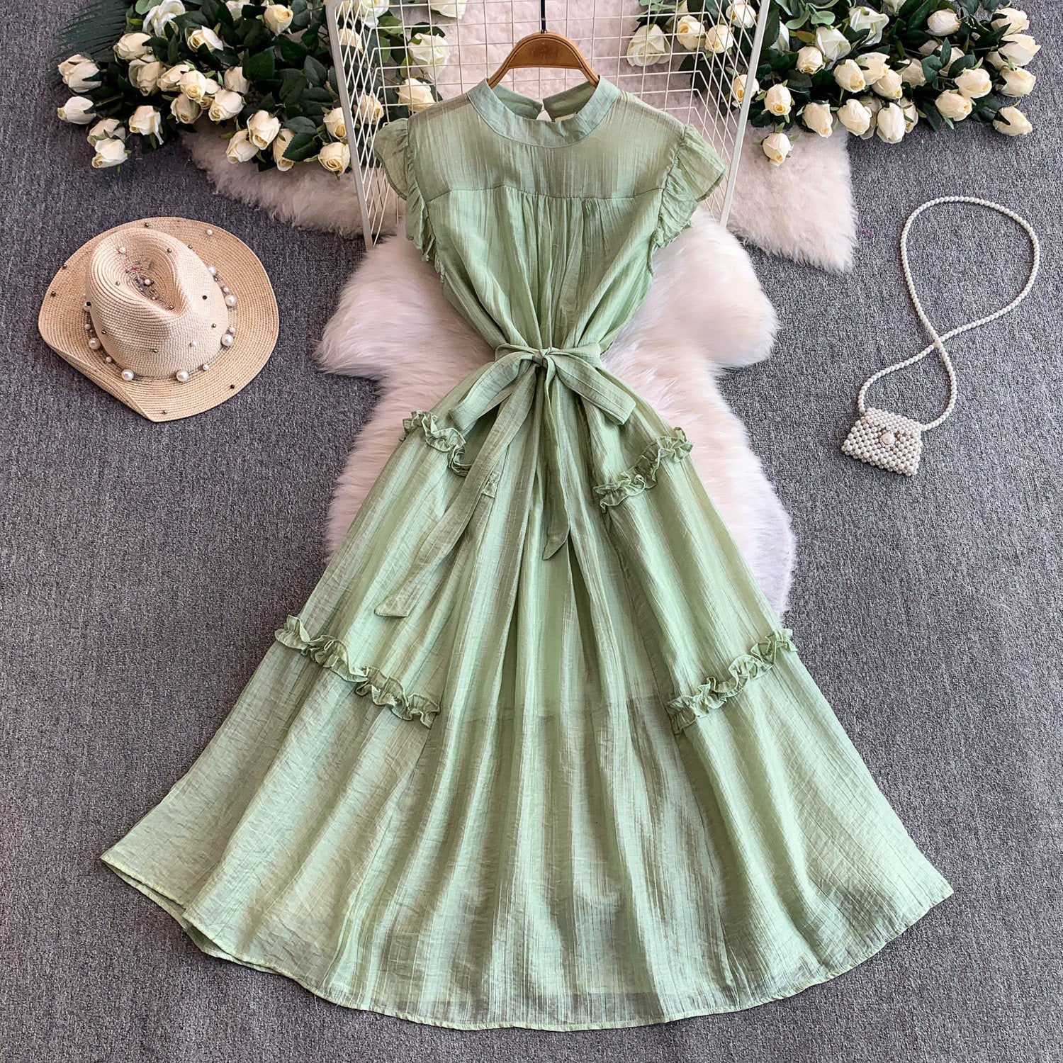 Sweet Flutter Sleeve Dress For Women