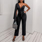 European And American Women's V-neck Jumpsuit Nine-point Pants