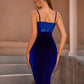 Hanging Strap Highlighter Style Velvet Dress