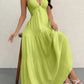 Backless Halterneck V-Neck Pleated A- Line Dress Women's Clothing One-Piece Dress Ankle-length Skirt For Beach Vacation Outfits