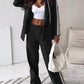 Casual Ribbon Hooded Suit Wide Leg Pants Two-piece Suit