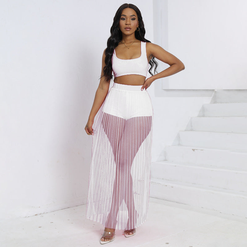 Women's Wear Vest Skirt Shorts Three-piece Set