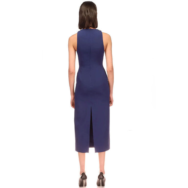 Nouvelle robe sexy sans manches à col en V et diamants