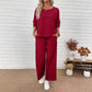 Women's Casual Top Wide Leg Pants Set