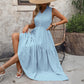 Summer New Womens Solid-Colored Sleeveless Stand-Collar Dress For Women