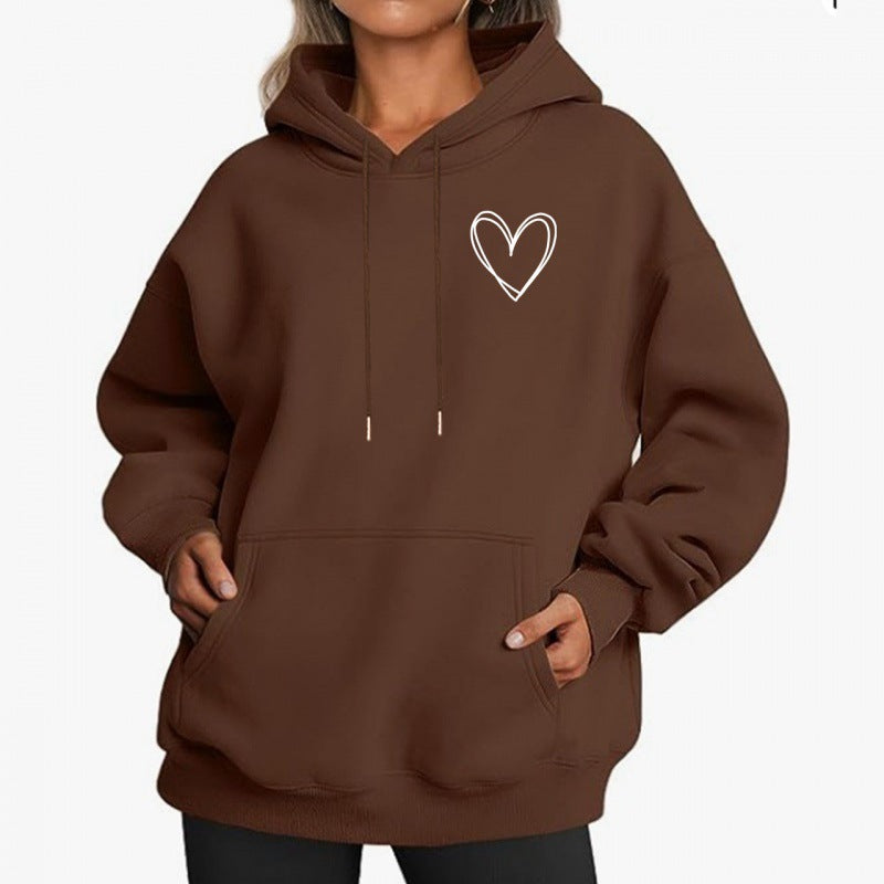 Sweat à capuche brossé style coréen pour femme, style décontracté