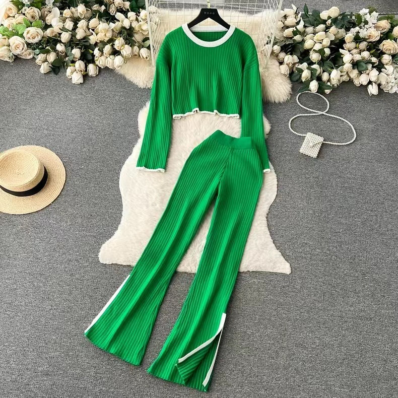 Knitted Top And Trousers Two-piece Set Sweater
