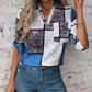 V-neck Printed 34 Sleeves Shirt