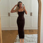 Solid Color Metal Tube Decorative Sheath Dress Fashion Elegant Halter Vest Dress