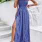 Paisley Print Halter Neck Slit Wide Leg Jumpsuit