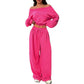 Slim-fit Off-shoulder Crop Top With Casual Pants Set