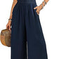 Neck-gathered Bodysuit With Casual Wide-leg Pants