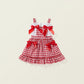 Girls' Red Plaid Bow Suspenders Princess Dress