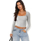 Slimming Slim Lace Stitching Top U-neck Bottoming Shirt