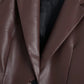 Women's Lapel Single-breasted PU Loose Coat