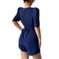 Advanced Simple Puff Sleeve Solid Color Shorts One-piece
