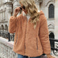 Veste à capuche en peluche de couleur contrastée européenne et américaine pour femme