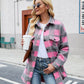 Women's Fashion Single-breasted Lapel Long Sleeve Plaid Shirt