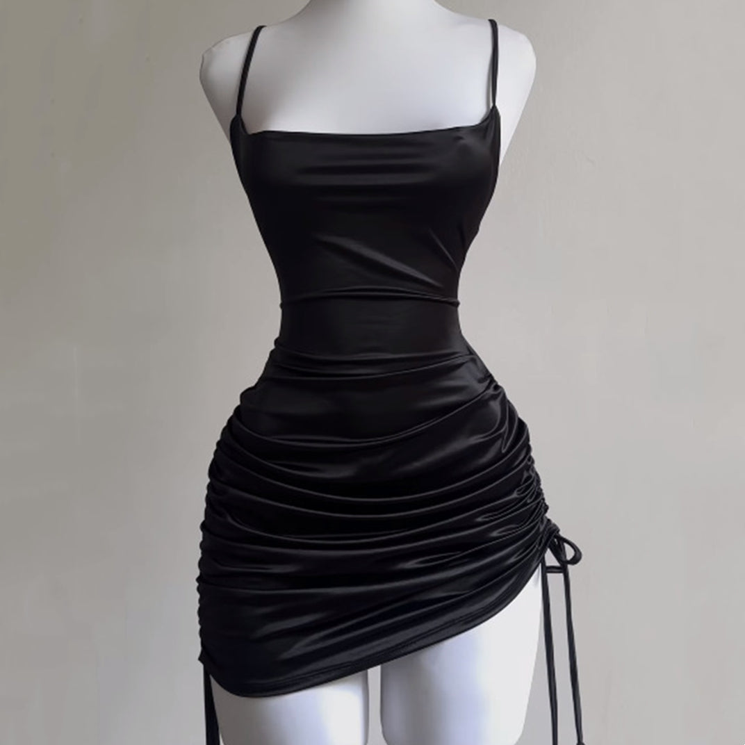 Lace-up Backless Spaghetti Straps Hip Skirt