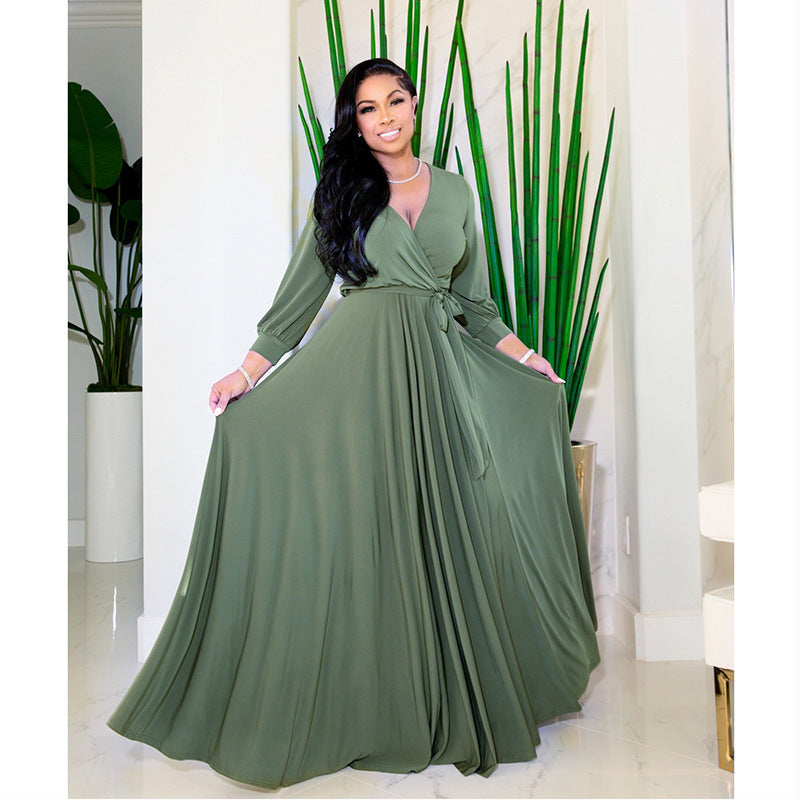 Robe grande taille à manches longues pour femme, automne, design mature, Fat Sister
