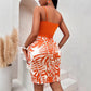 Strap Top Printed Belt Skirt Suit