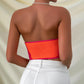 Low-cut Color Matching Wrapped Chest Lace Steel Ring Fishbone Top