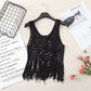 Retro Blouse Bohemian Hollow Knitted Short Ethnic Style Tassel Suspender Vest