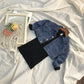 Girls Set Denim Jacket Coat Plus Dress