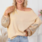 Pull ample de couleur unie à épaules dénudées