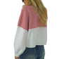 Long Sleeve Multi-color Mosaic Zipper Pocket Fleece Short Coat