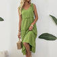 Resort-style Slip Dress With Tie Details In Solid-color Cotton And Linen