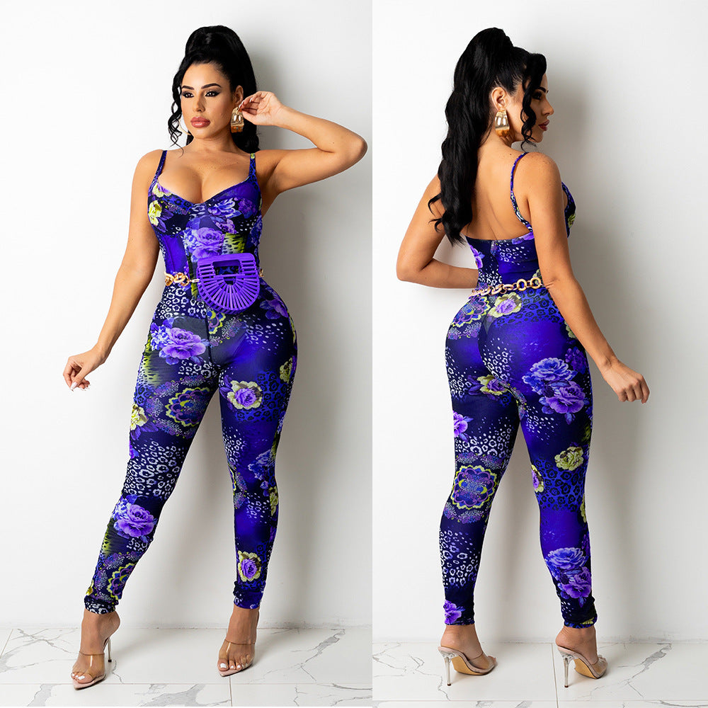 Combinaison pantalon imprimée en maille pour femme