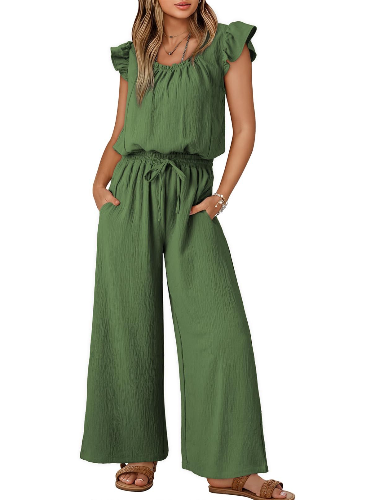 Square Collar Sleeveless Camisole Wide Leg Trousers