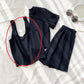 Women's Short-sleeved Student Three-piece Set Wide-leg Shorts