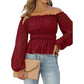 Women's Summer New Long-sleeved Casual Off-shoulder Shirt