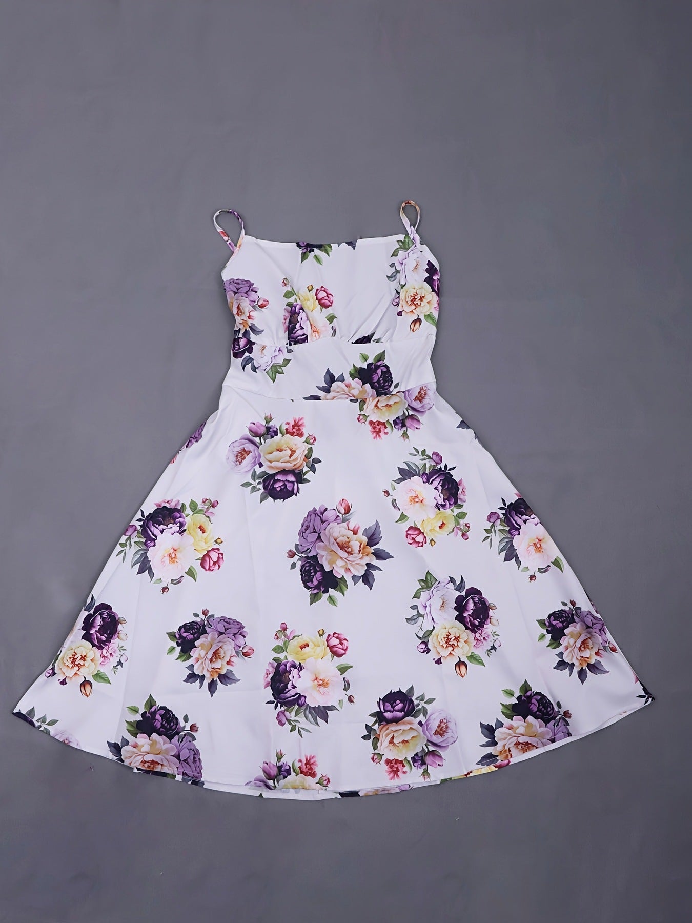 Womens Waist-Cinching Figure-Lifting Floral Sleeveless Slip Dress