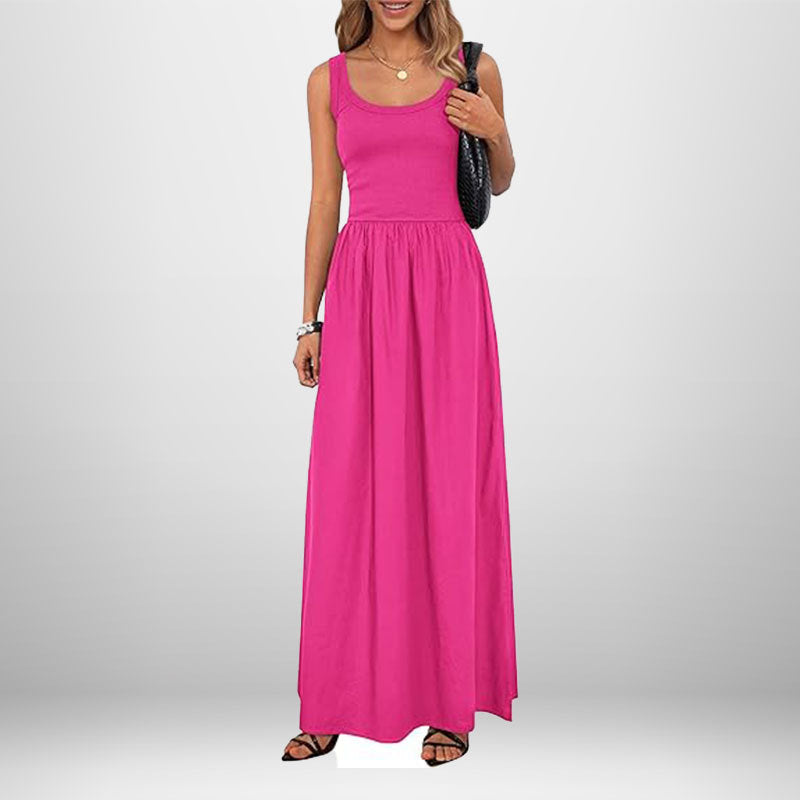 European And American Elegant Temperament Pure Color Sleeveless Slimming And Fashionable Sling Dress